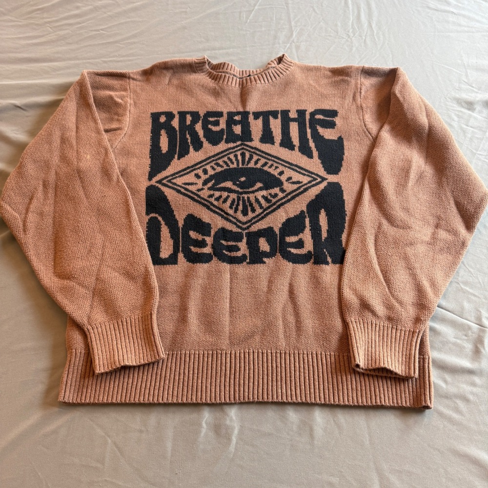 PacSun Breathe Deeper Graphic Knit Sweater Mens Large Brown